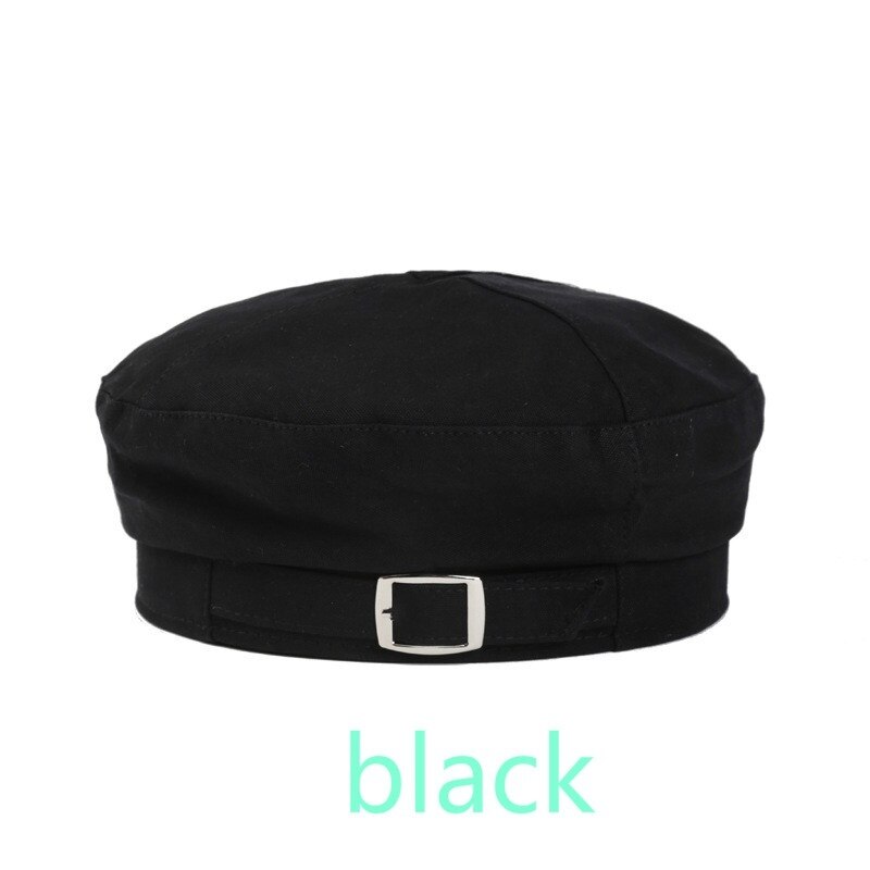 Boina de verano para mujer, día fino de verano, 100 pieza de gorro Octagonal negro, sombrero de pintor de arte Retro británico