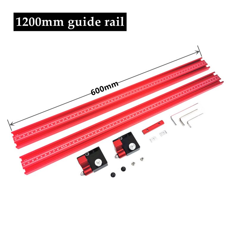 Track Zag Vierkante Geleiderail Klem 90 Graden Positionering Plaat En 1200Mm Slide Rail Parallel Geleiderail Set W/ Stop En Schaal