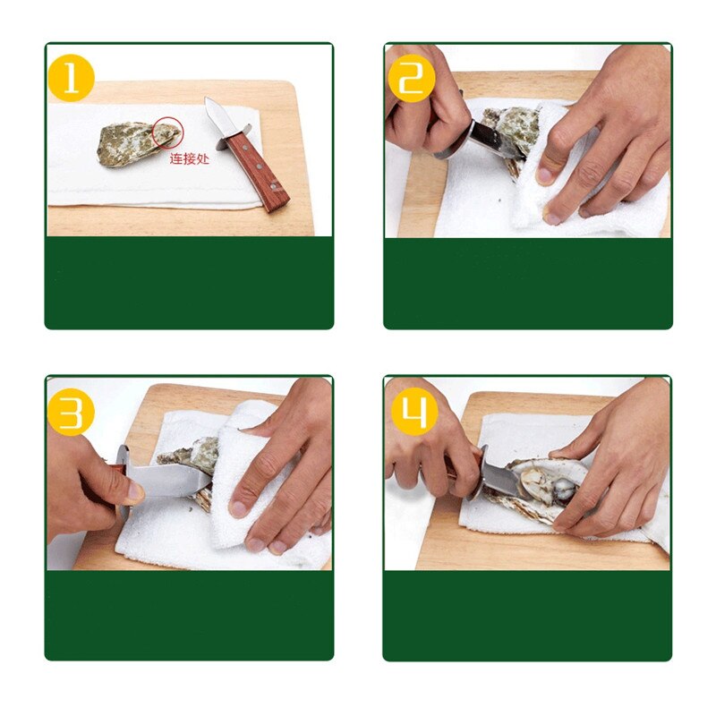 1pc Portable Stainless Steel Seafood scallop pry knife with wooden handle Oyster knives Sharp-edged Shucker Shell Seafood Opener