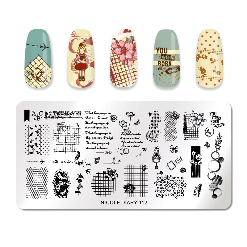 NICOLE DAGBOEK Halloween Serie Nail Stempelen Platen Rose Bloemen Nail Art DIY Nail Image Plate Printing Stencil Accessoires Tool: ND-112