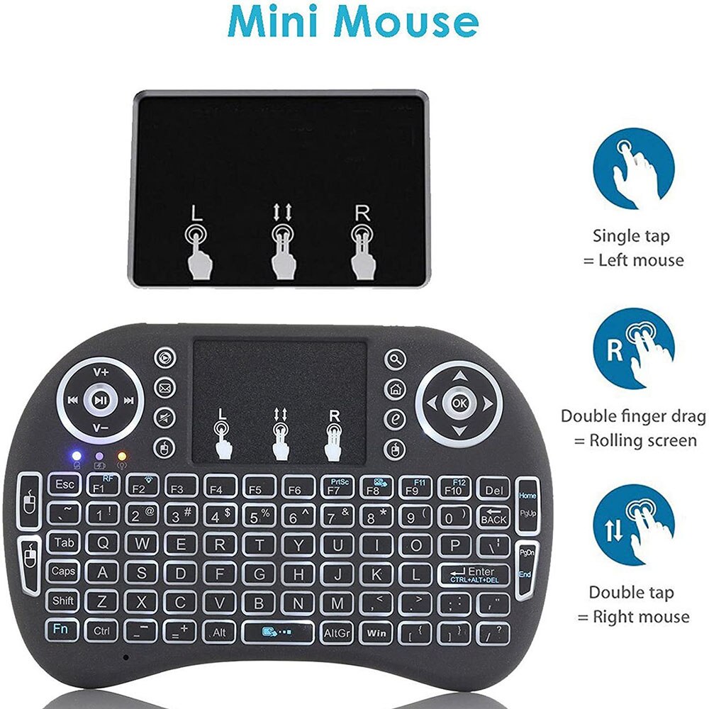 Raspberry Pi 4 LED Backlit Mini 2.4G Wireless Keyboard, Air Mouse For Raspberry Pi 4 Model B / 3 Model B /3B/4B