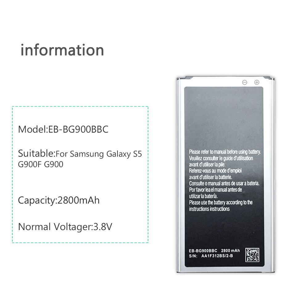 For Samsung S5 S6 S7 Edge S8 S9 Plus Battery For Galaxy S3 S4 mini SM G900 G900S G900I G900F G900H G930F G950 EB-BG900BBE Batery