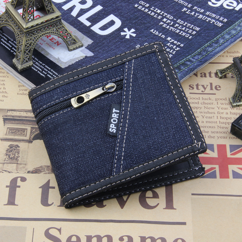 Denim portefeuille hommes portefeuille pièces de monnaie sac à main mâle petit court porte-cartes sac à main mâle Carteira Denim