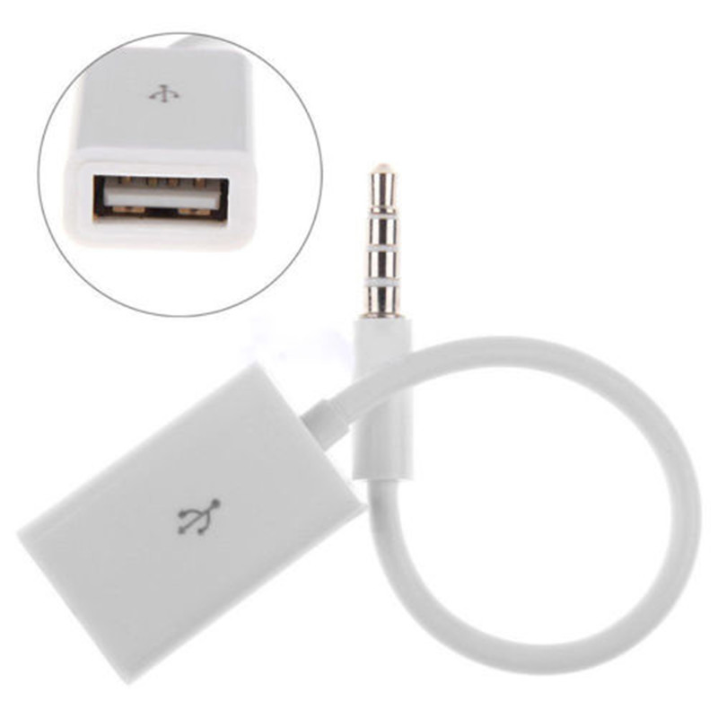 1 stuk 3.5mm Male AUX Audio Kabel Wit Plug Jack Naar USB 2.0 Female Converter Auto Adapter mp3 Mannelijke AUX Audio Plug Jack Naar USB
