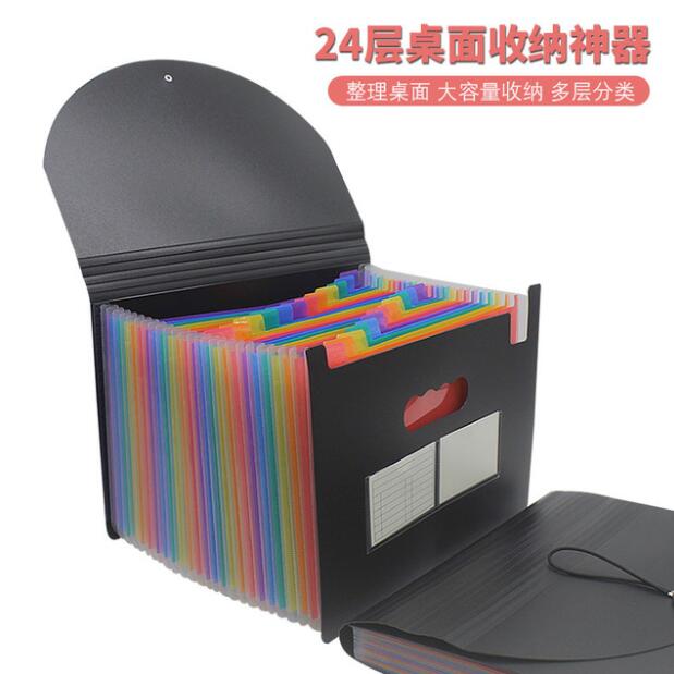 Expanding A4 File Holder Office Supplies Plastic Rainbows Organizer A4 Letter Size Portable Documents Holder Desk Storage