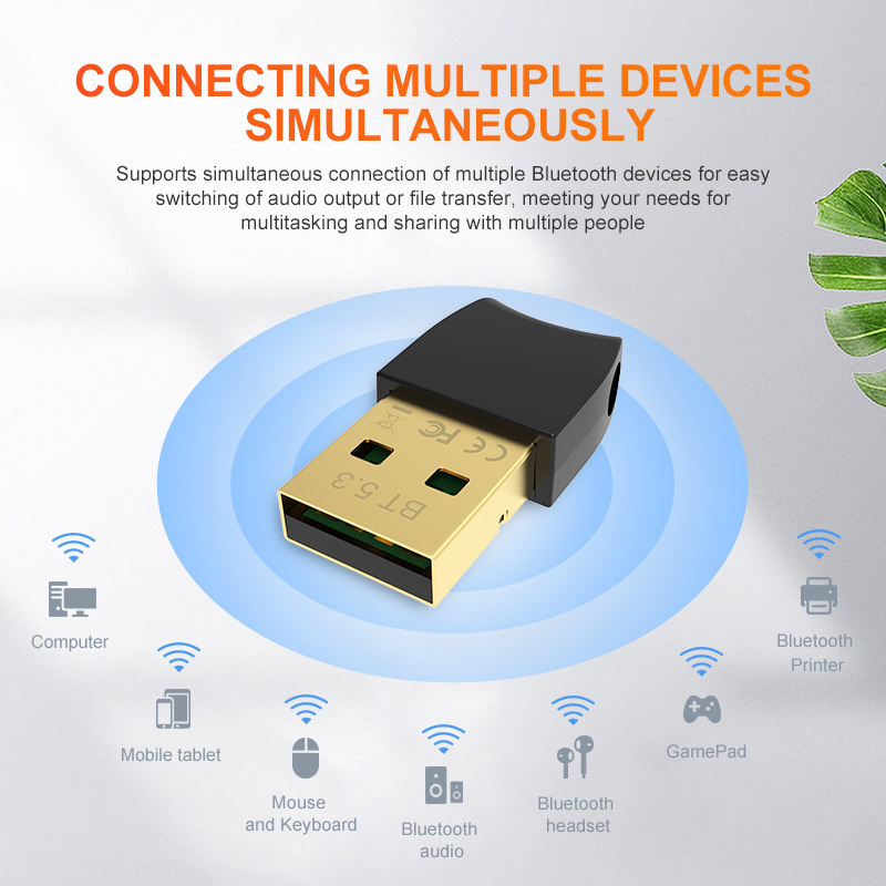 USB Bluetooth 5.3 Dongle Adapter for PC Speaker Wireless Mouse Keyboard Music Audio Receiver Transmitter Bluetooth