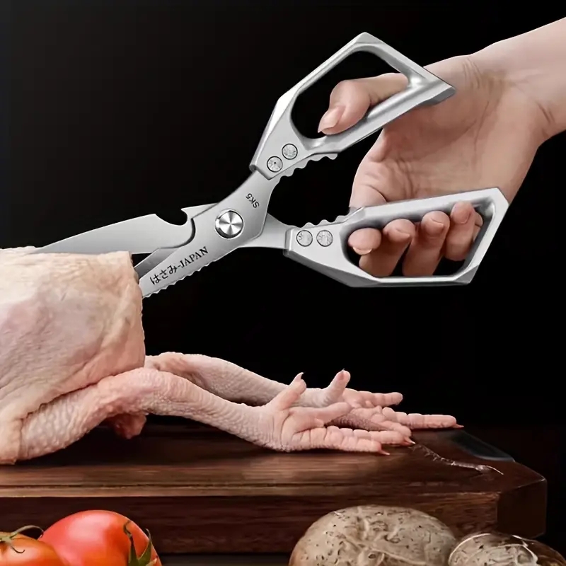 Tijeras de cocina de alta resistencia, tijeras multiusos de acero inoxidable para cortar carne y asar, tijeras de cocina para el hogar, 1 ud.