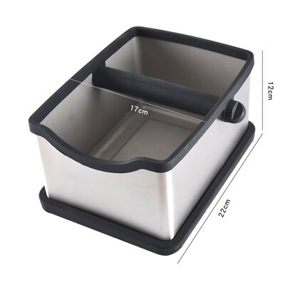 Coffee Espresso Knock Box ABS Stainless Steel Anti slip Coffee Grind Dump Bin Waste Bin with Detachable Knock Bar Barista: H