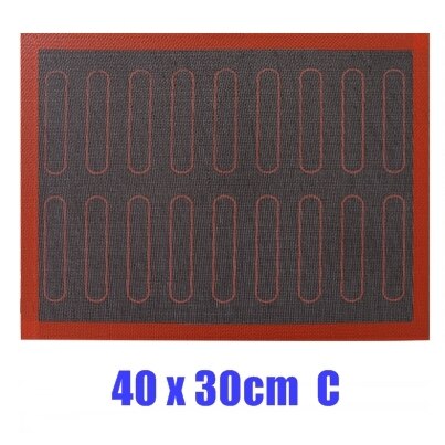 Non-stick silikone bagemåtte form kiks måtter høj temperatur åndbar glasfiber pande brød bagning kage dekorationsværktøj: 40 x 30cm c