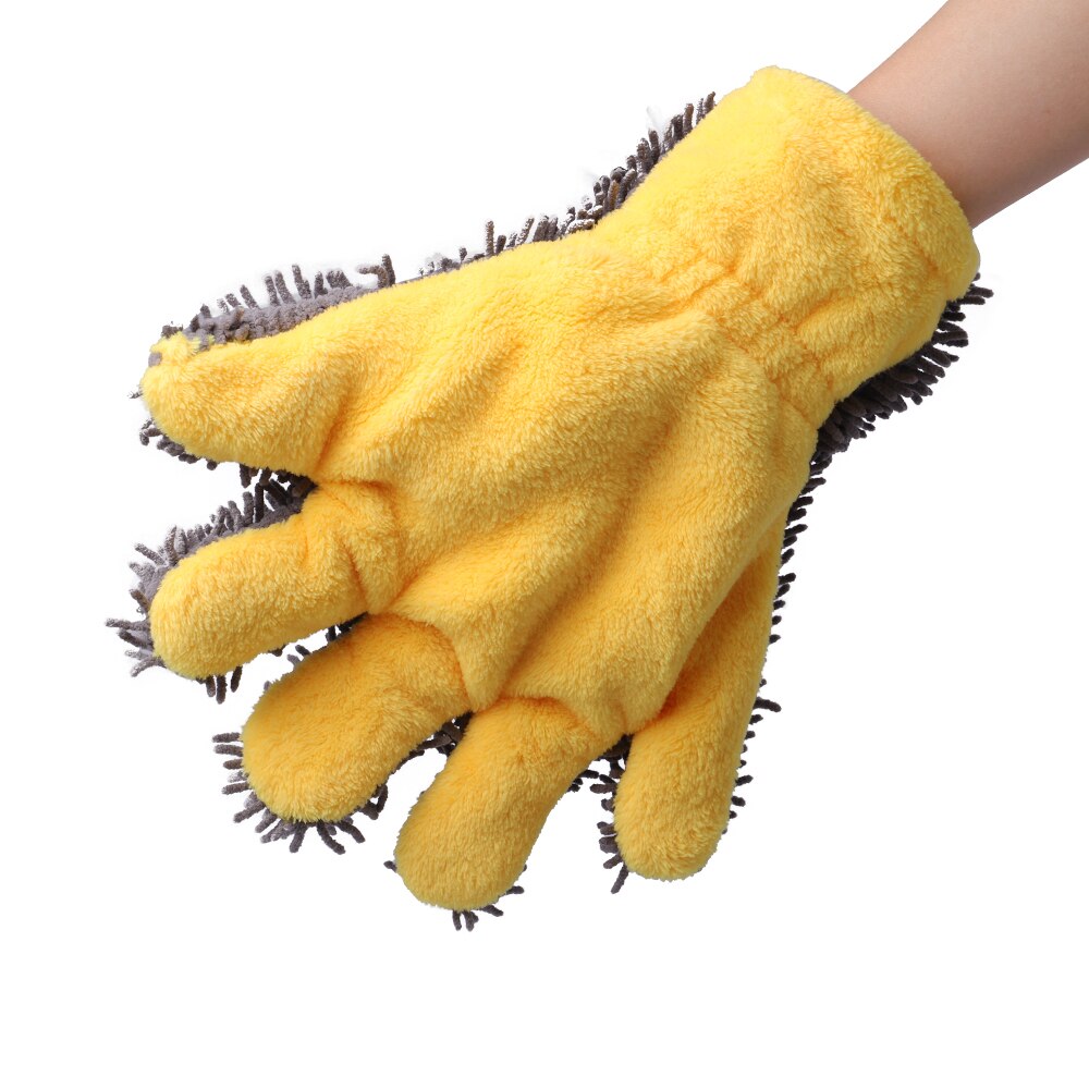 SPTA 5 Finger Car Washing Gloves Soft Multifunction Double-sided Car Cleaning Brush Car Wash Car Cleaning Gloves Coral Mitt Car