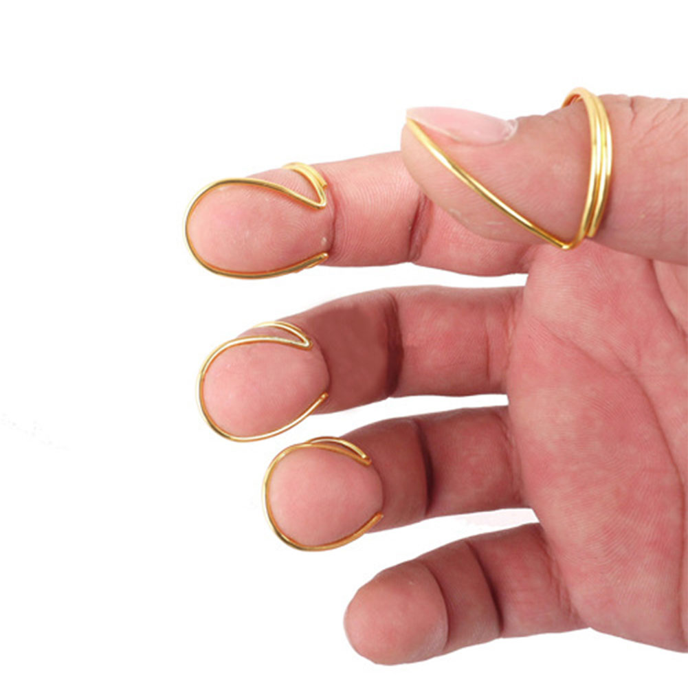 Púas de guitarra de 4 Uds., anillo de Metal de protección, púas de dedo pulgar para guitarra bajo