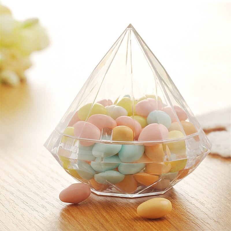 Diamond Shape Candy Box Transparent Plastic Chocolate Petals Container Box Wedding Birthday Party Durable Box