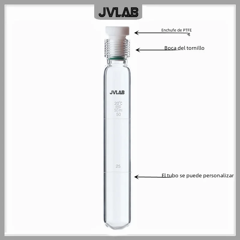Glass Pressure Resistant Tube PTFE Plug Screw Mouth Chemical Laboratory Round Bottom Test Tube 5 10 25 50 100ml