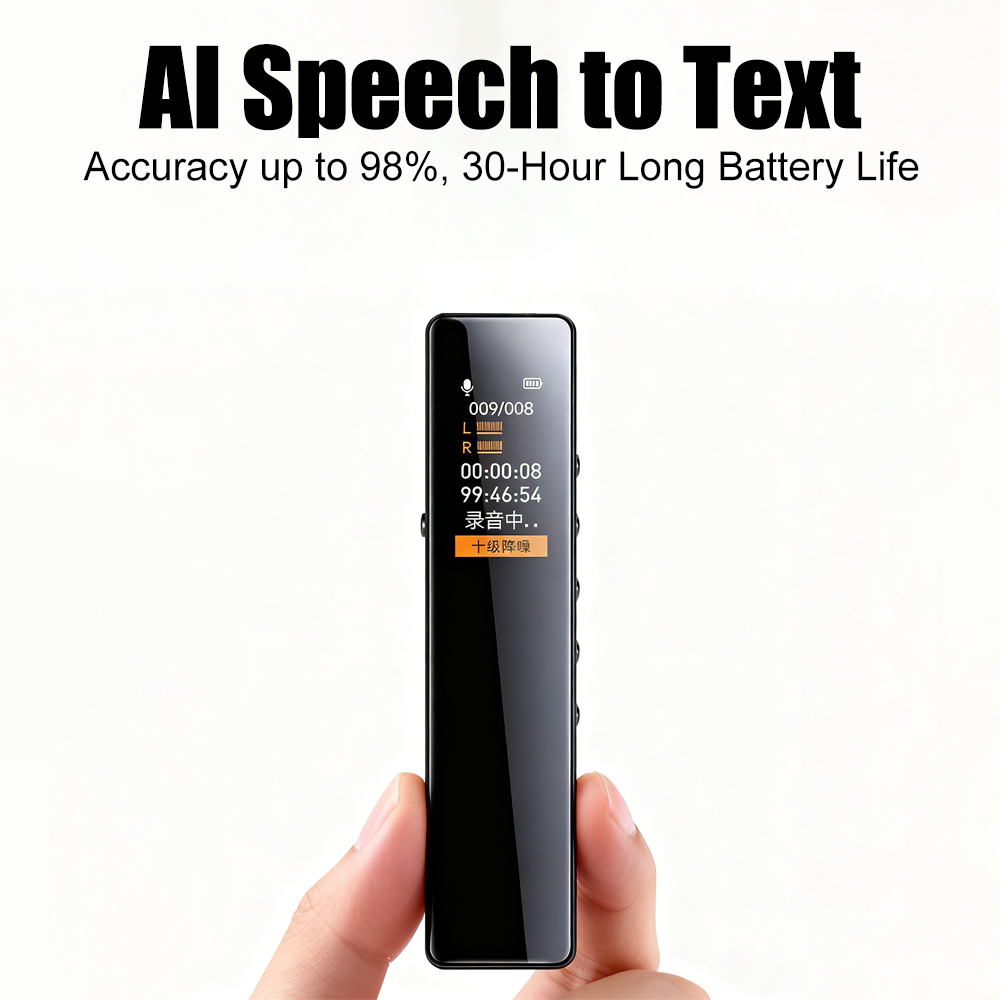 AI Digital Audio Recorder AI Voice to Text/Translation 98% Accuracy ChatGPT 72 Languages HD Noise Reduction Classroom Recording