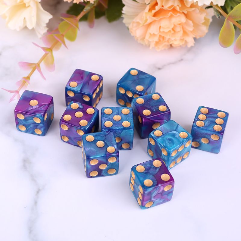 10pcs/set Number 16 Square Polyhedral Dices Bead Acrylic Digital Dice Desktop Table Game Props