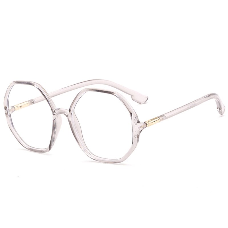 ¡Novedad de ! Gafas poligonales lisas, con luz azul montura de gafas, gafas de gran personalidad retro a la para hombres y mujeres: Gris