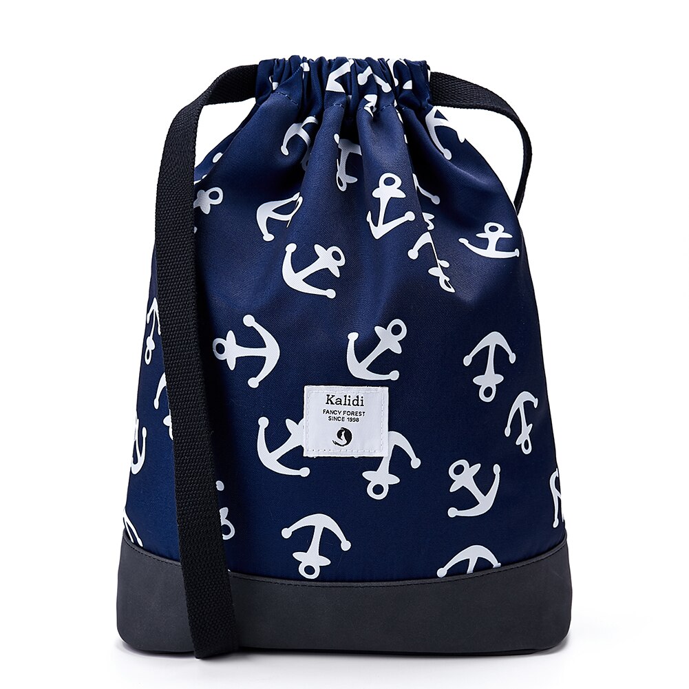 KALIDI Bag Backpack Drawstring Daypack Gymsack Gym Bag Sports Bag for Women &amp; Men with Inner Pocket 11 Liters Travel and City: Blue anchor