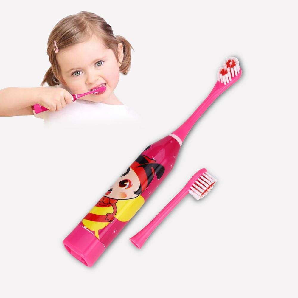 Elektrische kindertandenborstel, kindertandenborstel, peutertandenborstel, dubbelzijdige tandenborstelkoppen met 2 stuks kop, cartoonpatroon