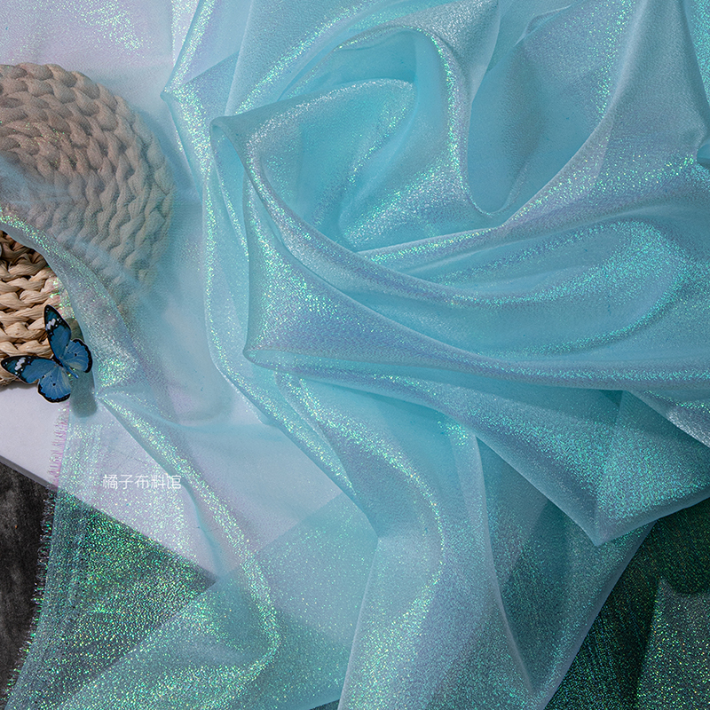 Gradiënt Organza Zijden Gordijn Gouden Bruiloft Kleuterschool Kleding Jurk Creatieve Podiumstof Achtergrondstof: Paars