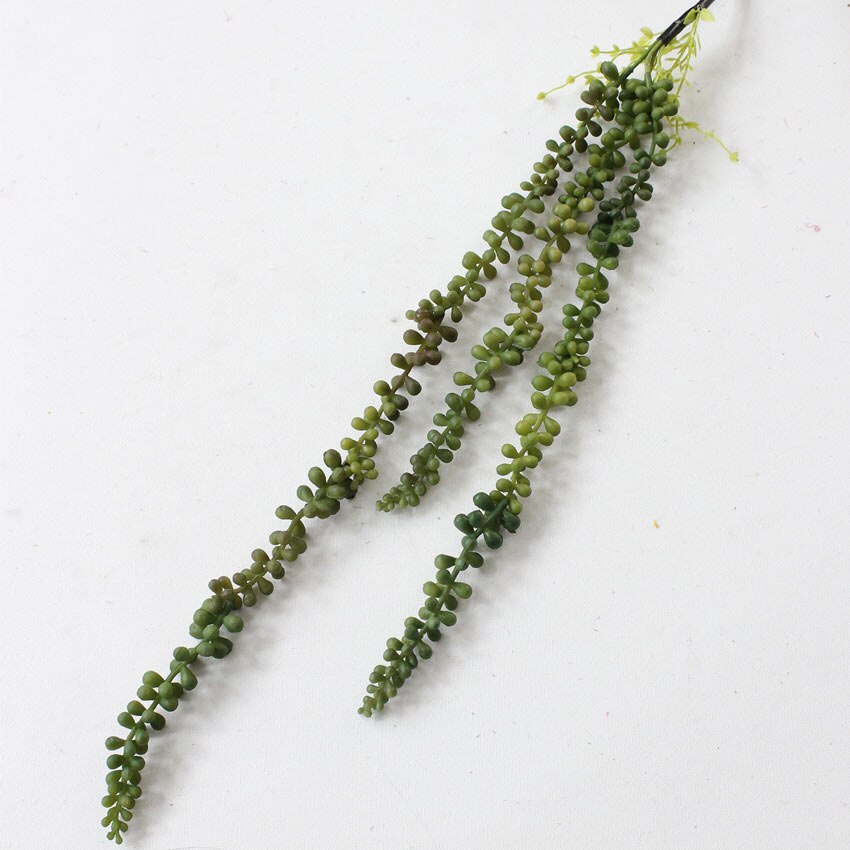 Kunstig blomst elsker tårer sukkulenter perler kjøttfulle grønne vintreet plast planter vegghengende råtnende hage hjem hotellinnredning: Grønn 72cm