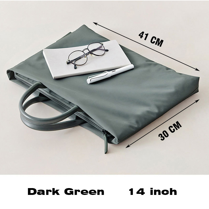 Woman Tote Sac Briefcase Bags Waterproof Laptop Bag Notebook Handbags 13 14 15 Inch Women Men Document Business Handbag: Dark Green 14 inch