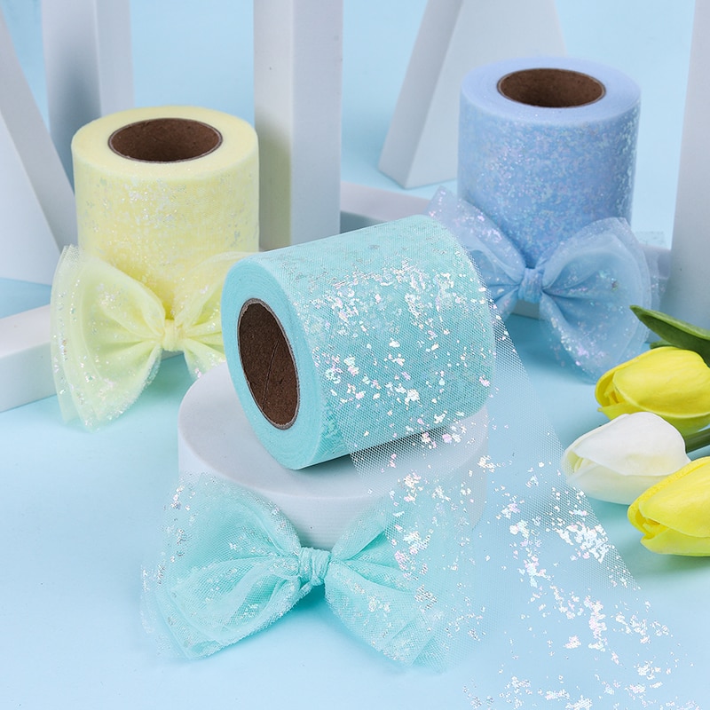 Rollo de tul brillante, cinta de 6cm x 25 yardas para bricolaje, lazo hecho a mano y decoración de boda, suministros para , falda tutú para Baby Shower