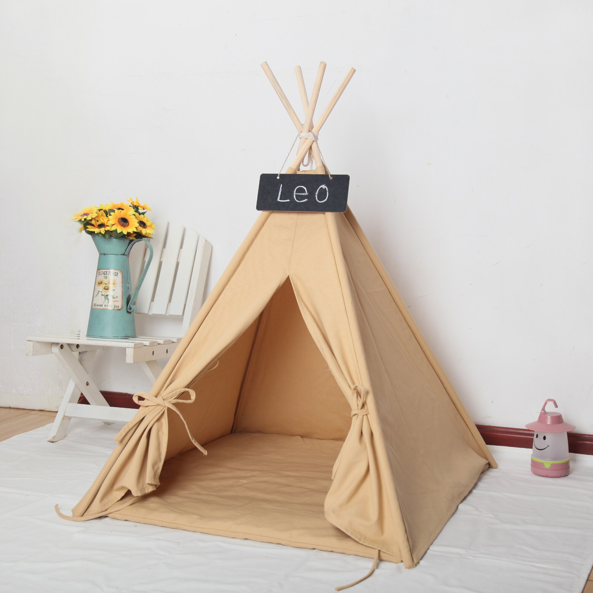 Bruin Canvas Huisdier Teepee 60 Cm Base 63 Cm Tall