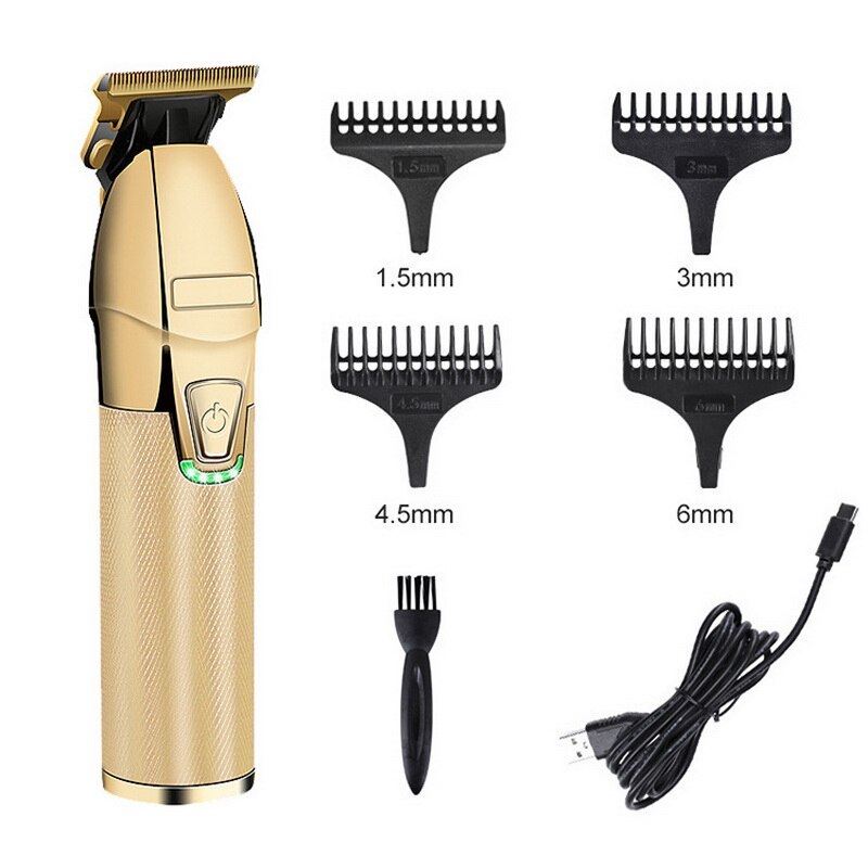 Professionele Tondeuse Gouden Clipper Voor Mannen Oplaadbare Kapper Draadloze Haar Knippen T Machine Haar Styling Baard Trimmer: B Gold Front switch