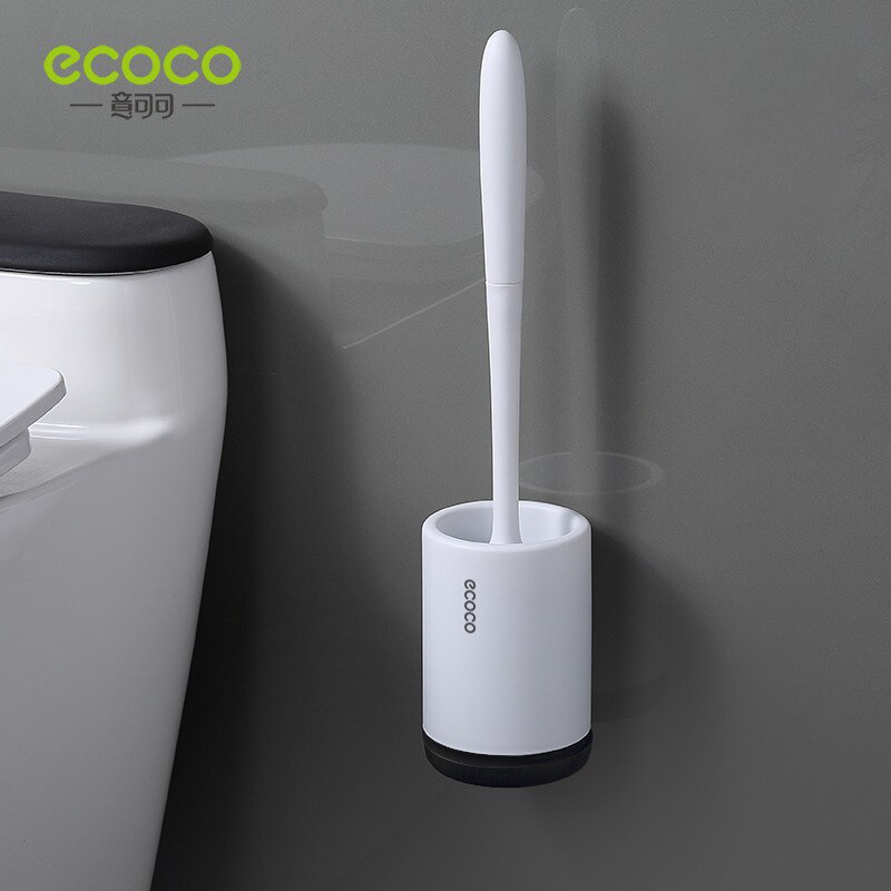Ecoco silikone toiletbørste til wc tilbehør drænbar toiletbørste vægmonteret rengøringsværktøj sæt til badeværelsestilbehør til hjemmet: Sort vægophæng
