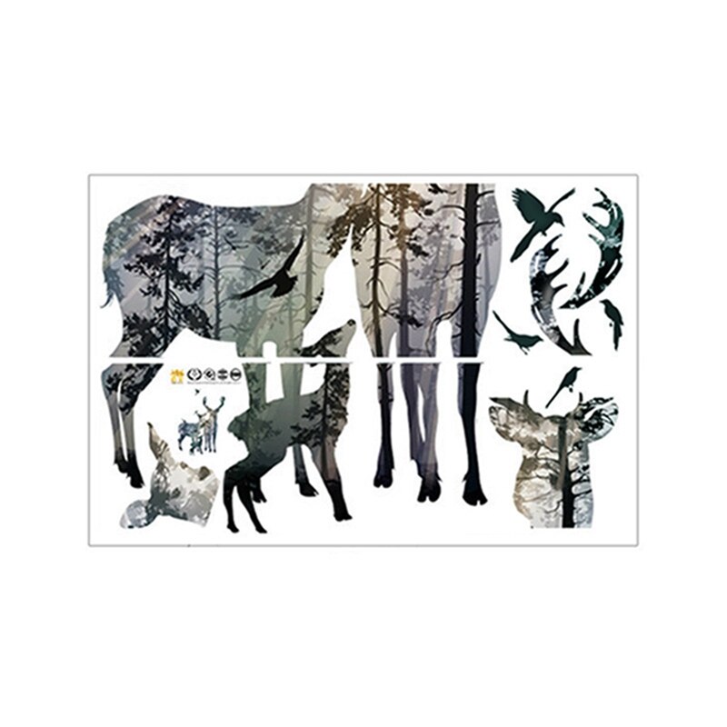 Hirven siluetti seinätarrat pohjoismaiseen tyyliin seinätarra seinätarrat olohuoneeseen seinämaalaus peura juliste seinäsisustustarra: 109 x 78cm