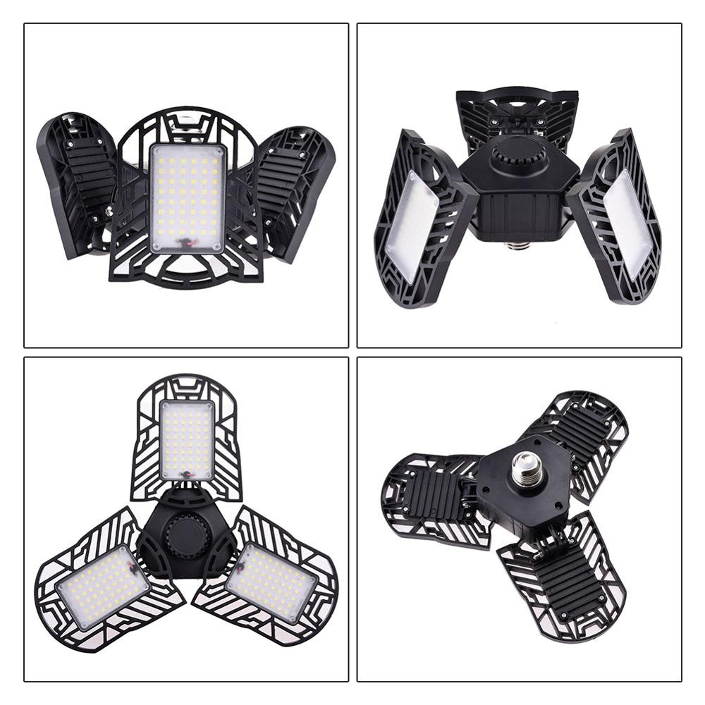 60 W Energy-saving LED Garage Lights Deformable 6000 lm Adjustable Trilight Ceiling LED Light with Three Folding Panels