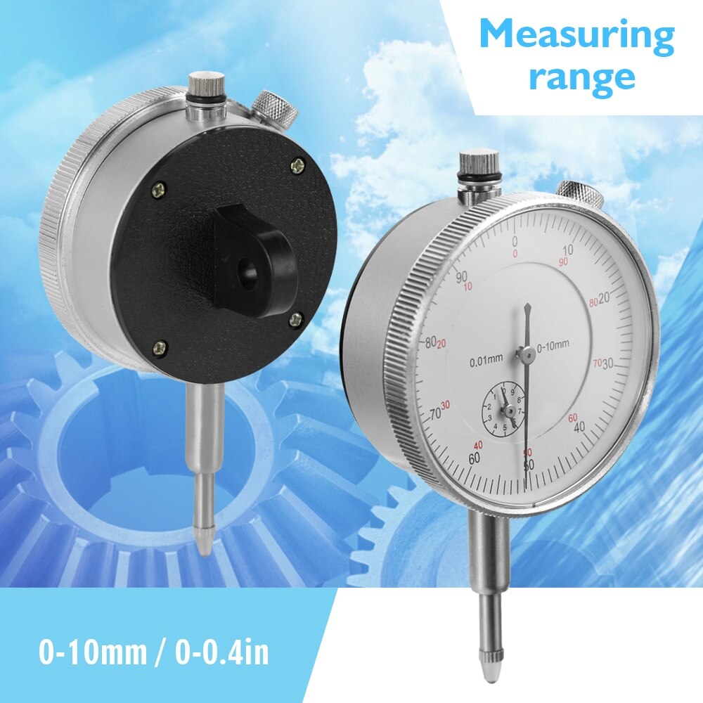 Dial Indicator 0-10mm 0.01mm Accuracy Measurement Instrument Dial Gauge Micrometer Precision Tools Portable Dial Test Indicator