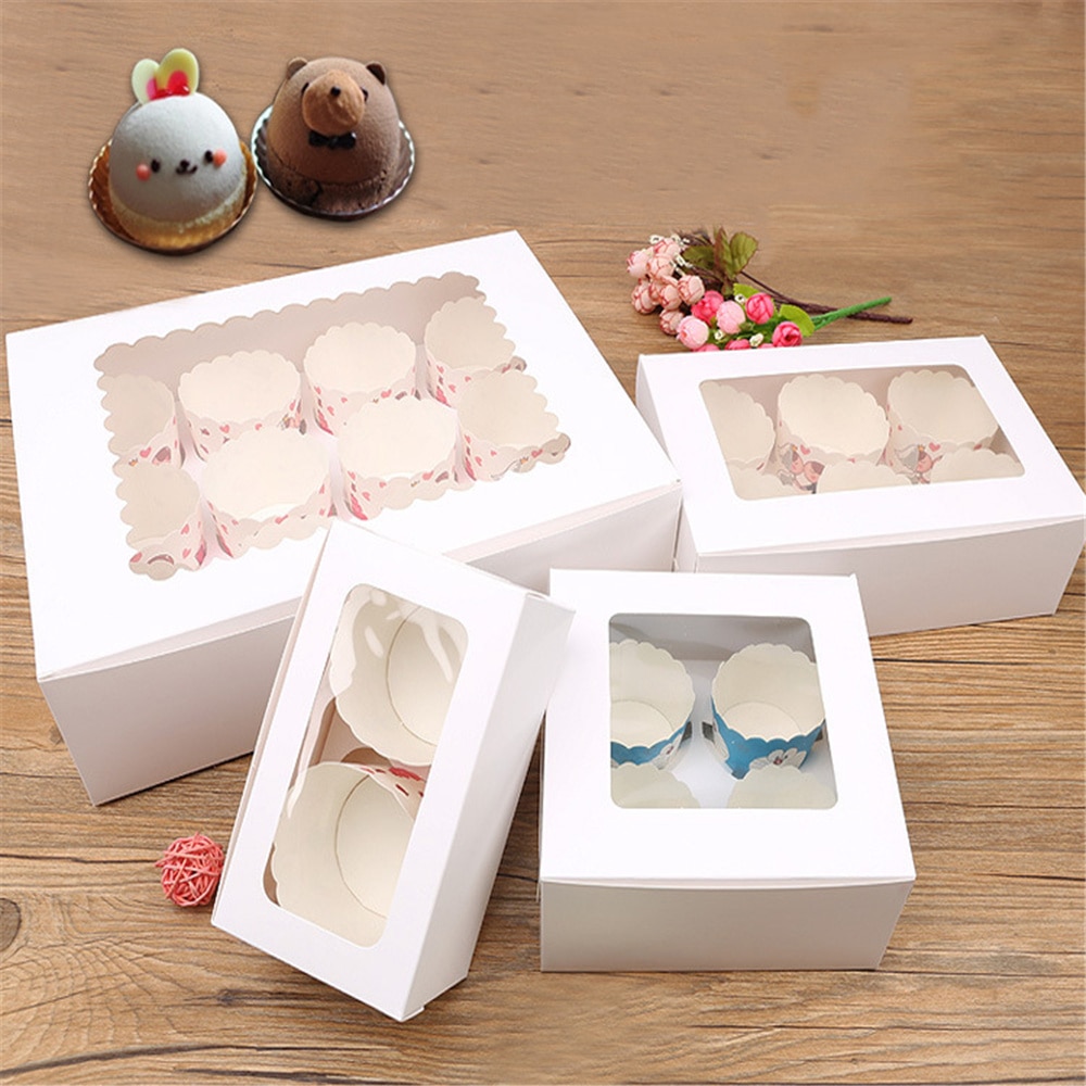 Windowed Cupcake Dozen Wit Clear Voor 2, 4 & 6 & 12 Cup Cakes Met Verwijderbare Trays