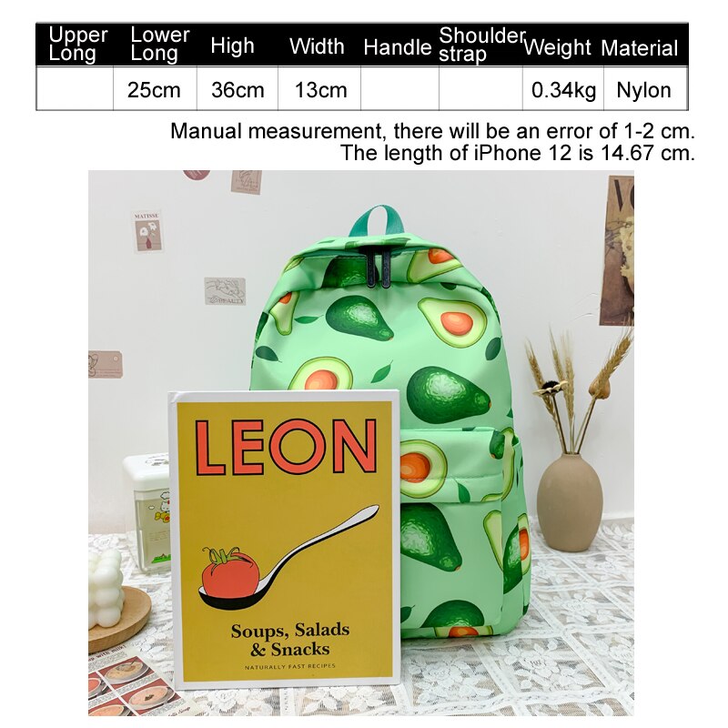 Mochila con estampado de aguacate para adolescentes, morral escolar a prueba de agua, de gran capacidad, de viaje,