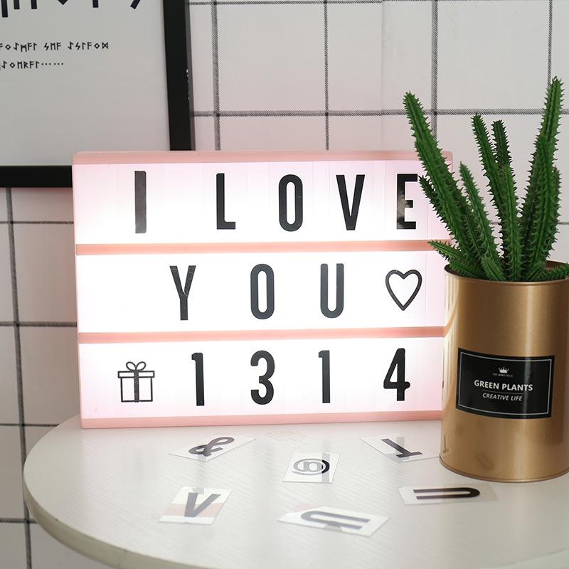 DIY LED Alphabet Puzzle Light Box Romantic Sign Box Lightbox Message Board Festive Birthday Room Decoration