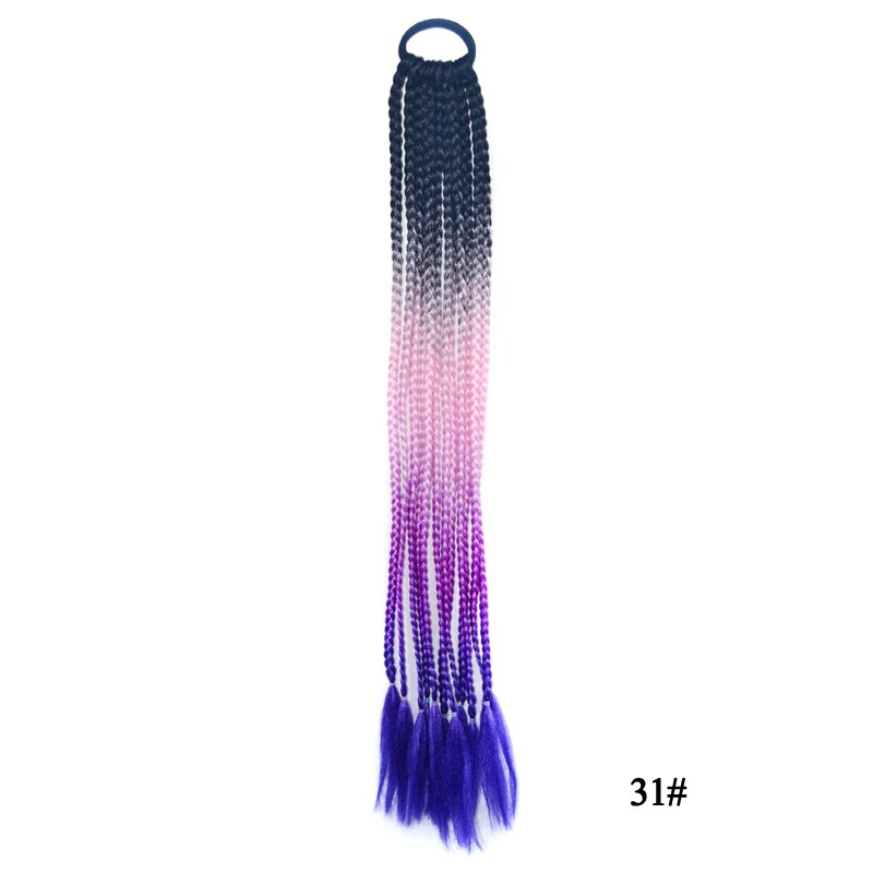 Queue de cheval synthétique colorée boîte droite tresse avec bande élastique queue de poney Extensions de cheveux accessoires de cheveux pour les femmes: 31