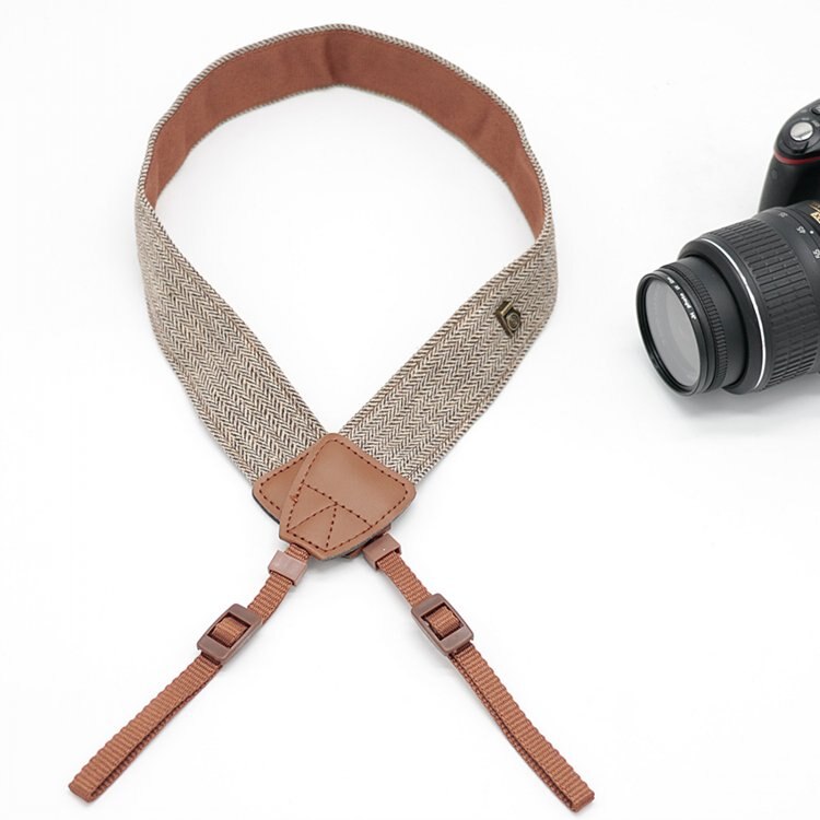 Kamera halsrem universal justerbar bomuldslæder skulderbælte vævet holder til canon sony nikon dslr tilbehør del