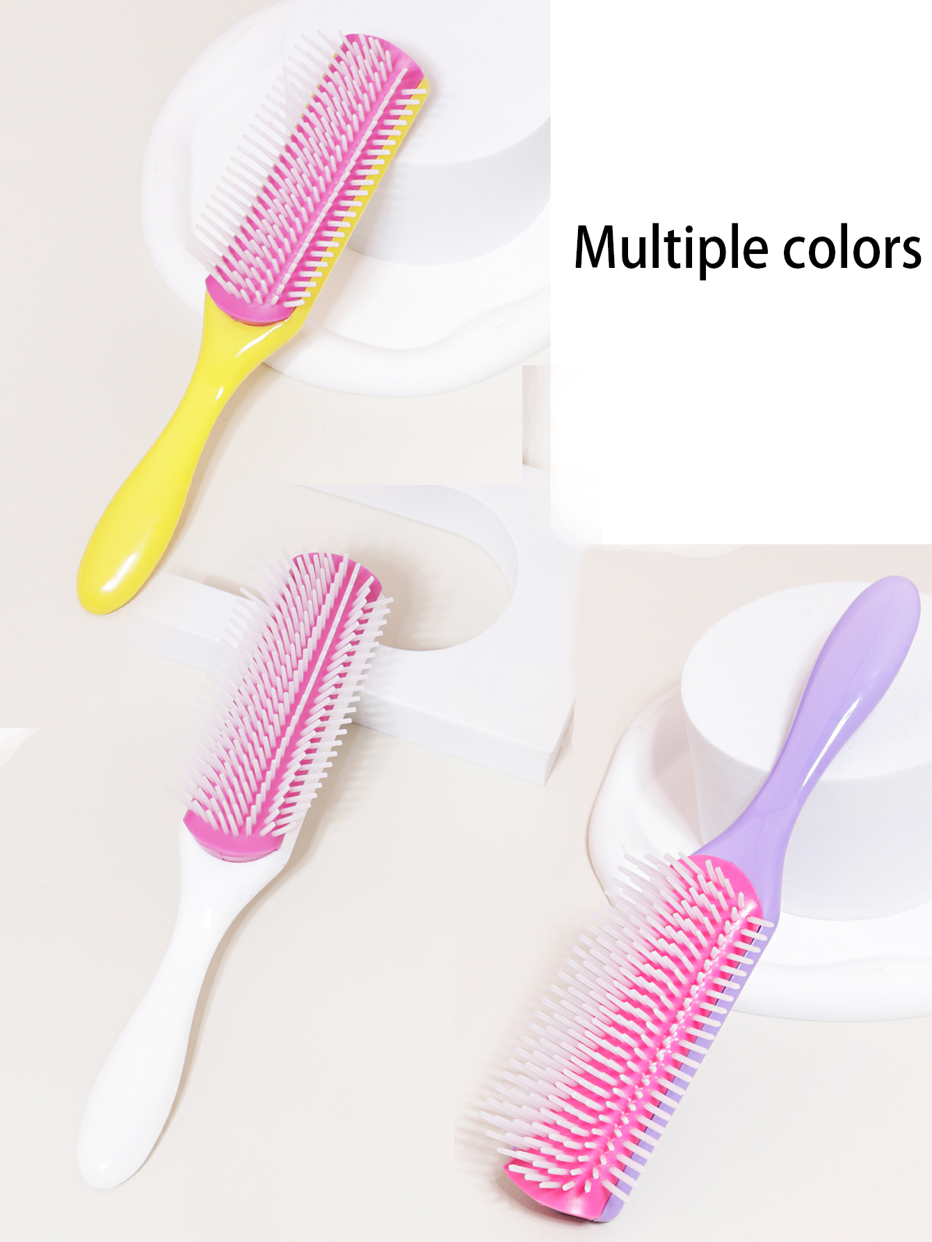 Cepillo de peinado clásico de 9 filas y 5 filas, cabello rizado y liso, cabello grueso natural, separación de soplado, herramienta de modelado y peinado