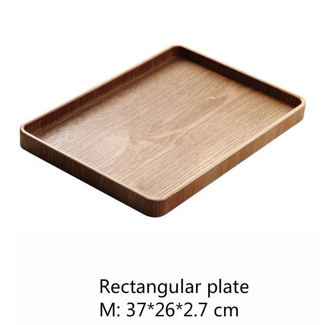Trä rund/oval/rektangulär serveringsbricka trä tallrik te maträtt dryck tallrik mattallrik middag nötbiff frukt mellanmålsbricka: 16