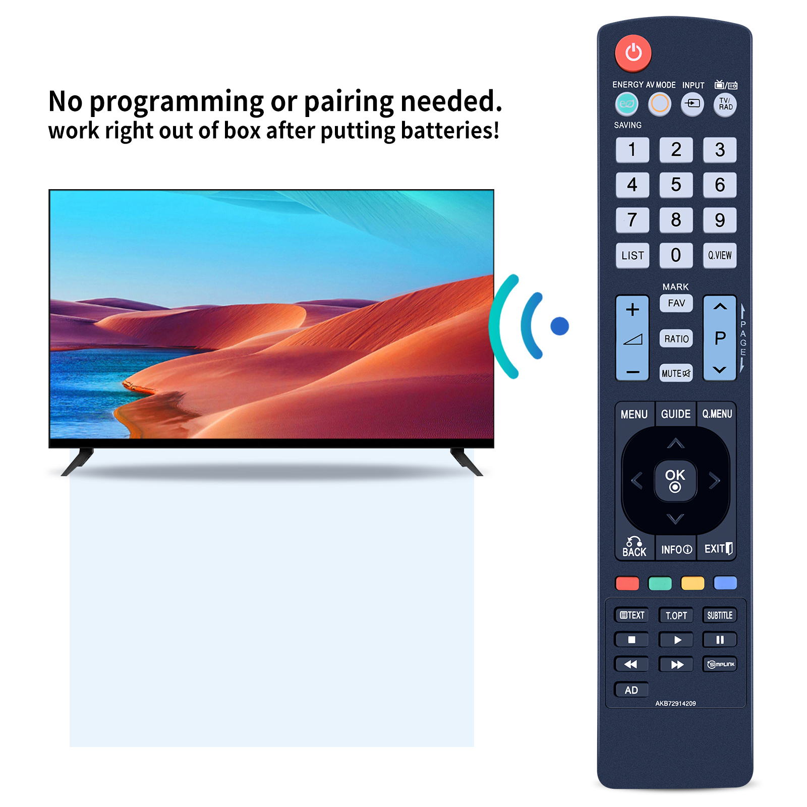 AKB72914209 Remote Control fit for TV 50PJ650 50PK250 50PK350 50PK550 50PK790