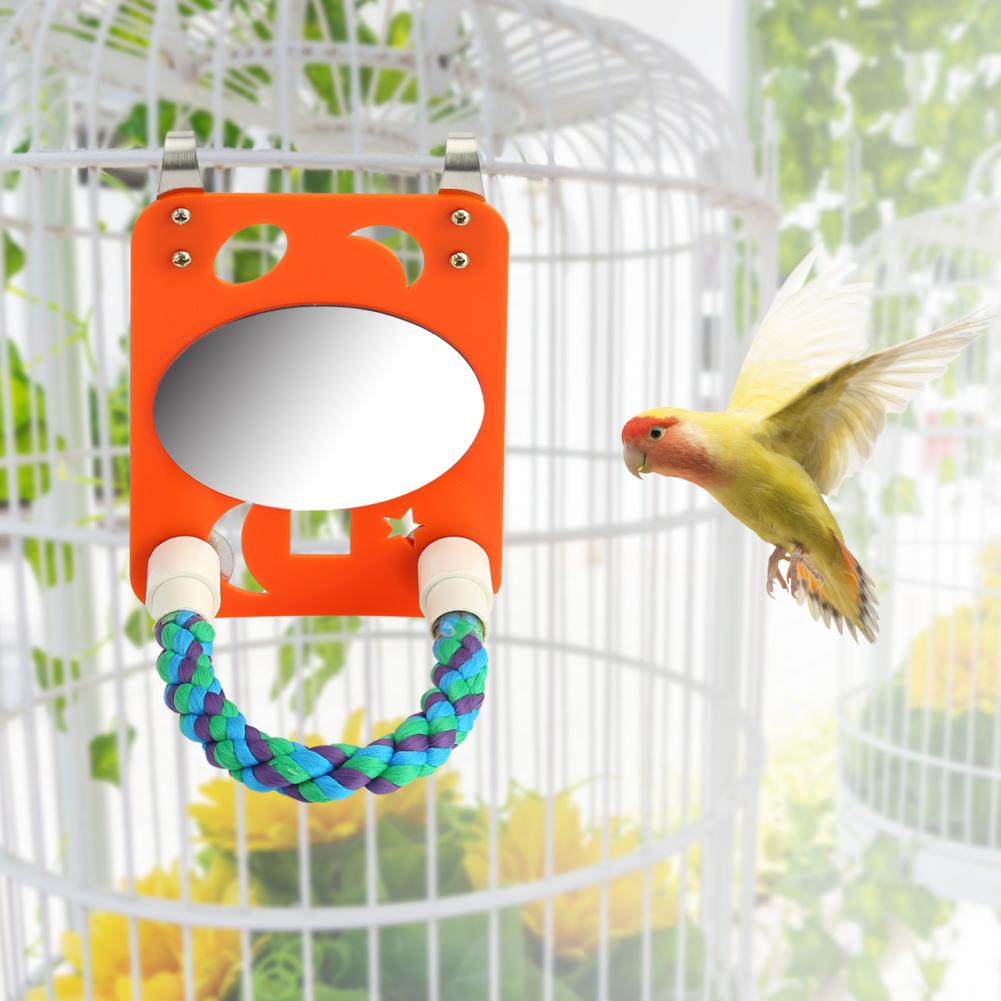 SALES Bird Mirror Swing Parrot Cage Toy with Rope Perch for Parakeet Cockatoo Cockatiel Conure Lovebirds Finch Cana