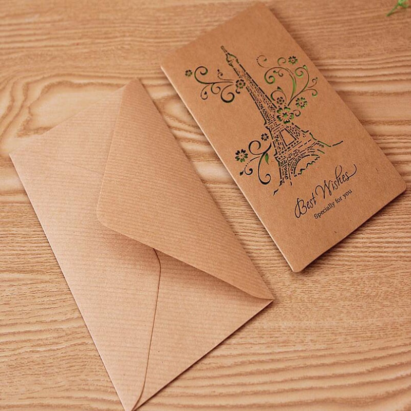 1 Set Van Retro Hollow Valentijnsdag Kaarten/Kraft Kaarten/Verjaardag Groeten Mooie Zegen Vouw Kaarten