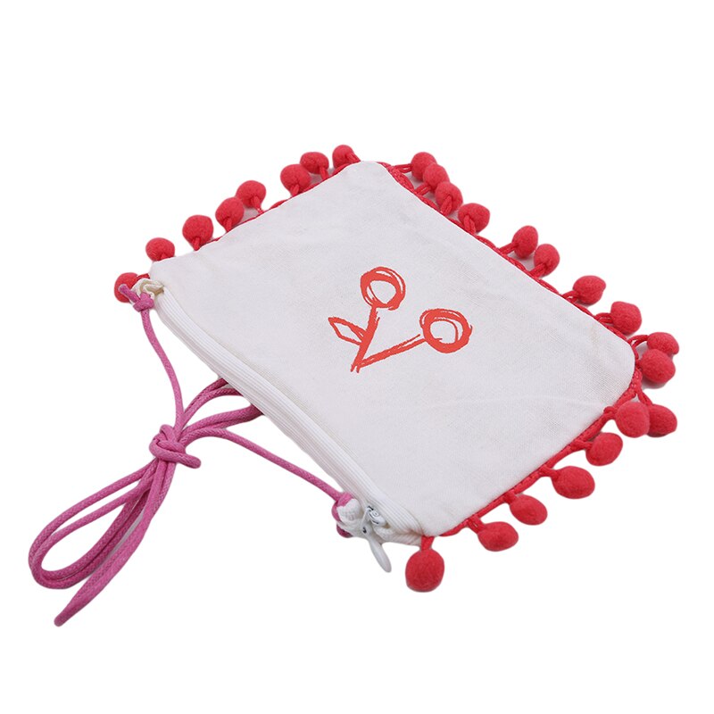 Crianças da criança vermelho borlas mini lona bolsa da moeda bolsa mensageiro bolsa de ombro cruz corpo doces moedas bolsas bolsa