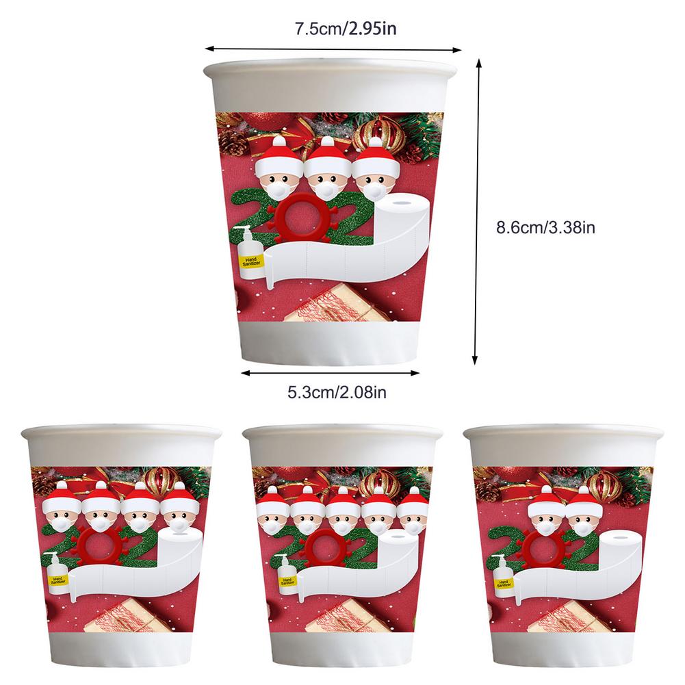 9oz Christmas Paper Cup Set Disposable Leak-proof Polyethylene Paper Coffee Cups