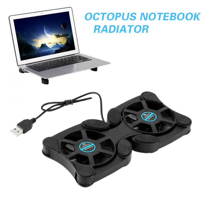 Miniventilador con puerto USB para Notebook, almohadilla de refrigeración de doble ventilador para portátil de 7-15 pulgadas, color negro, ventilador de refrigeración USB, enfriador plegable