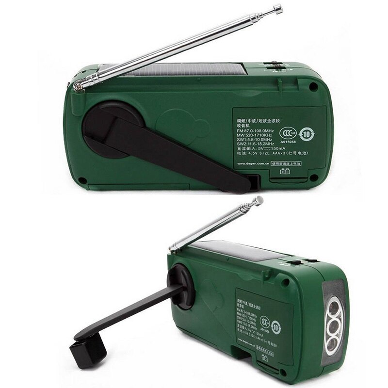 De13 Draagbare Fm Am Radio Solar Emergency Radio Wereldontvanger Hand Crank Emergency Outdoor Radio Draagbare Zonne-energie Opladen