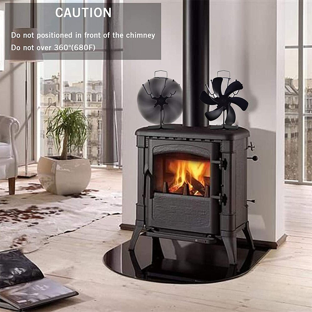 6 Blades Hanging Heat Powered Stove Fan Eco Fireplace Fan Stand Wood Burner Quiet Energy Saving Home Efficient Heat Distribution