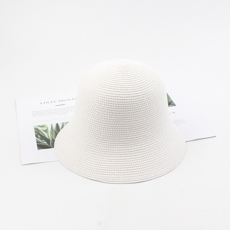 Boho strand rejse bucket cap kvinder sommer sol hat cloche stråhat vintage solid floppy panama hat