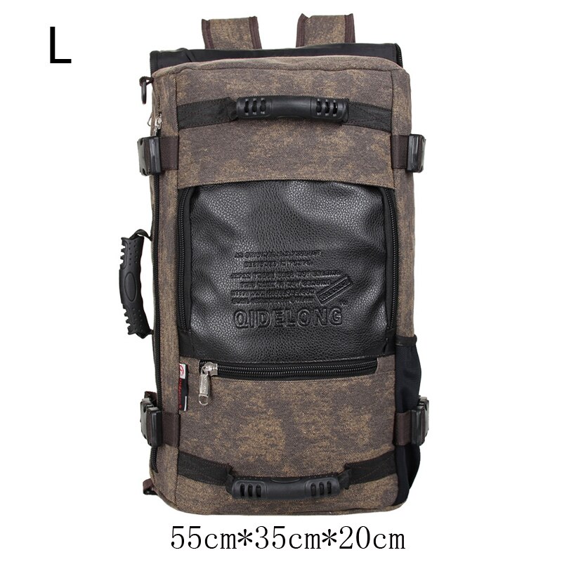 Grande capacidade dos homens mochila saco de viagem esportes casuais lona mochilas para o sexo masculino mutifunctional para fora da porta sacos escola pacote: L- dark