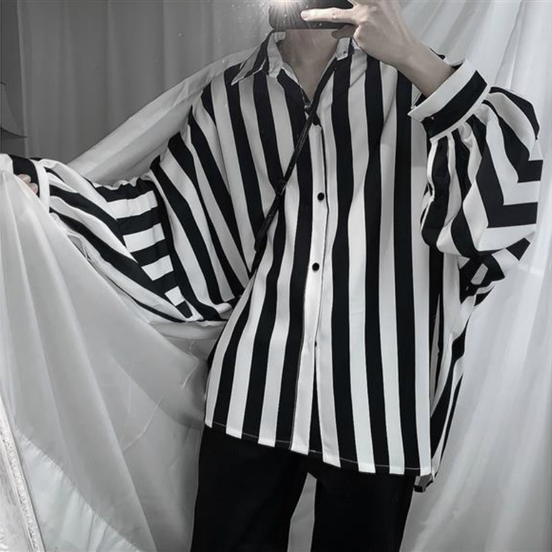 Långärmade skjortor för män plus storlek 3xl korean chic fritid lösa herr ytterkläder tunna sommar tonåringar matchande ins ulzzang